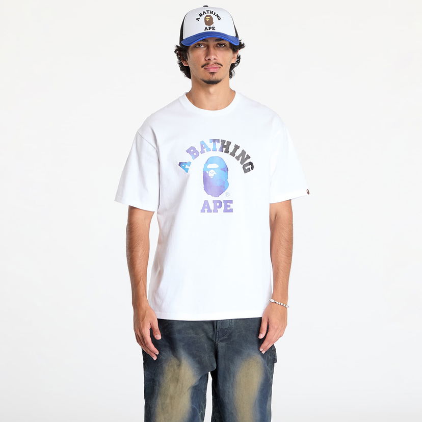 Тениска BAPE Tie Dye College Tee White/ Black Бяло | 001TEK801032M WH2