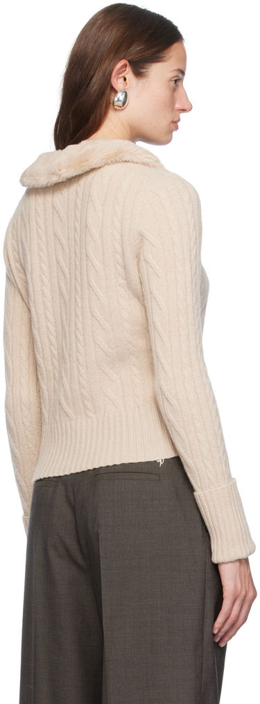 Пуловер Blumarine Faux Fur Collar Cable Knit Cardigan Бежово | A422M500A, 2