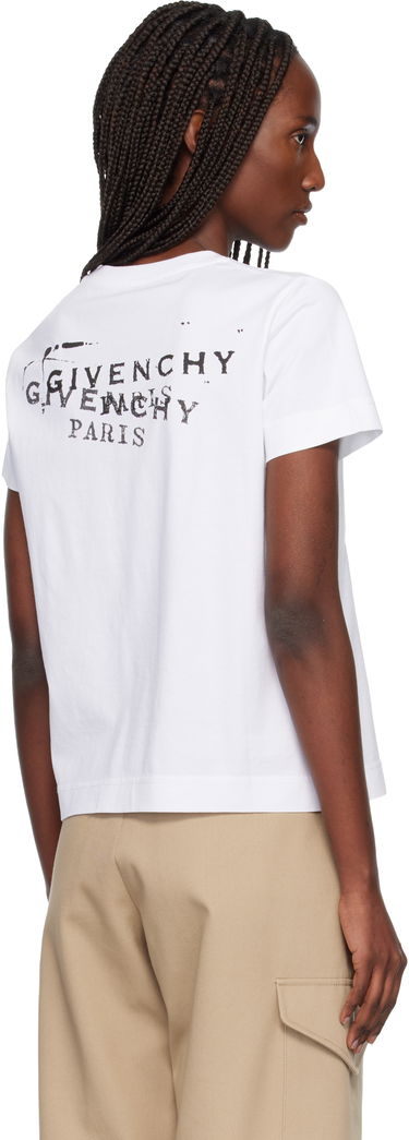 Тениска Givenchy Cotton Stamp Print T-shirt Бяло | BW70FJP7A7100, 2
