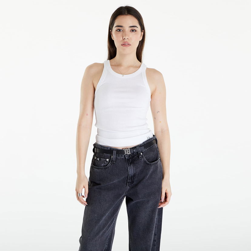 Дънки CALVIN KLEIN Dámské tílko Jeans Variegated Rib Woven Top Bright White Бяло | J20J223104 YAF