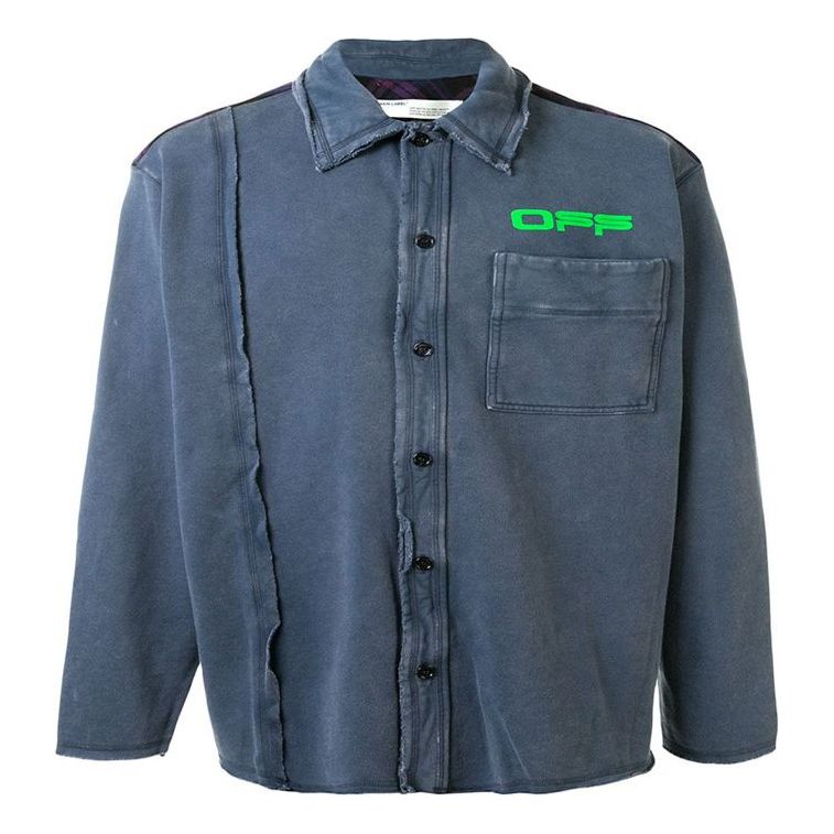 Риза Off-White Logo Print Button Up Shirt Синьо | OMGA102R20E300083245