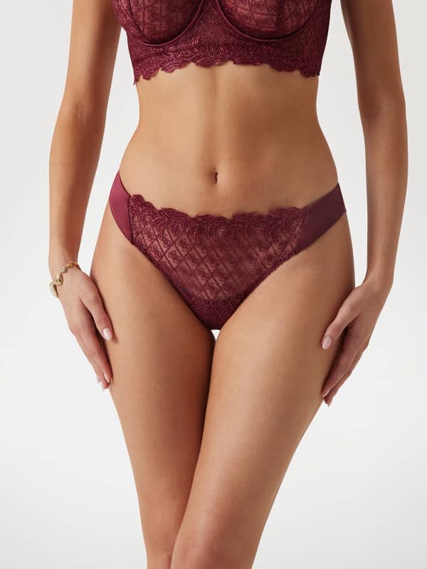 гащички GUESS Mesh Brazilian Briefs Бургунди | O5RE20KCNR0
