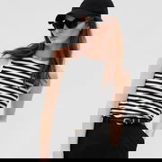 Sleeveless Modal Shell Black White Stripe