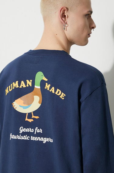 Тениска Human Made Graphic Long Sleeve T-Shirt With Duck Print Синьо | HM26CS006, 0