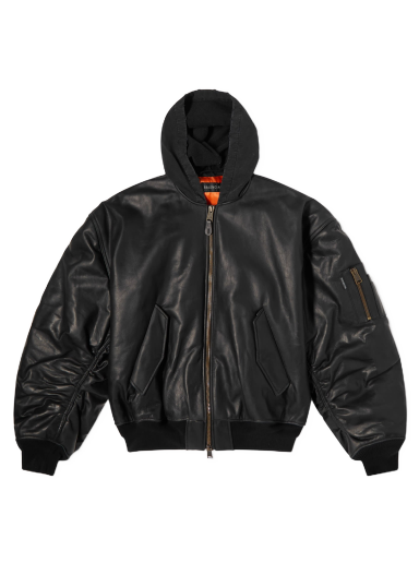 Яке бомбър Balenciaga Classic Leather Bomber Jacket Черно | 750953-TOS17-1000