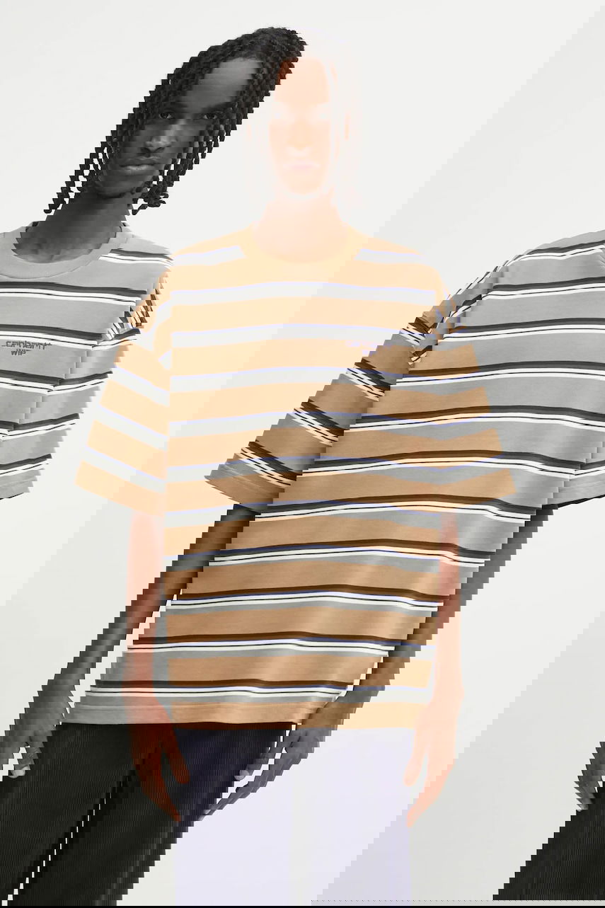 Тениска Carhartt WIP S/S Holm Striped Relaxed Fit T-Shirt Бежово | I035302.37AXX, 0