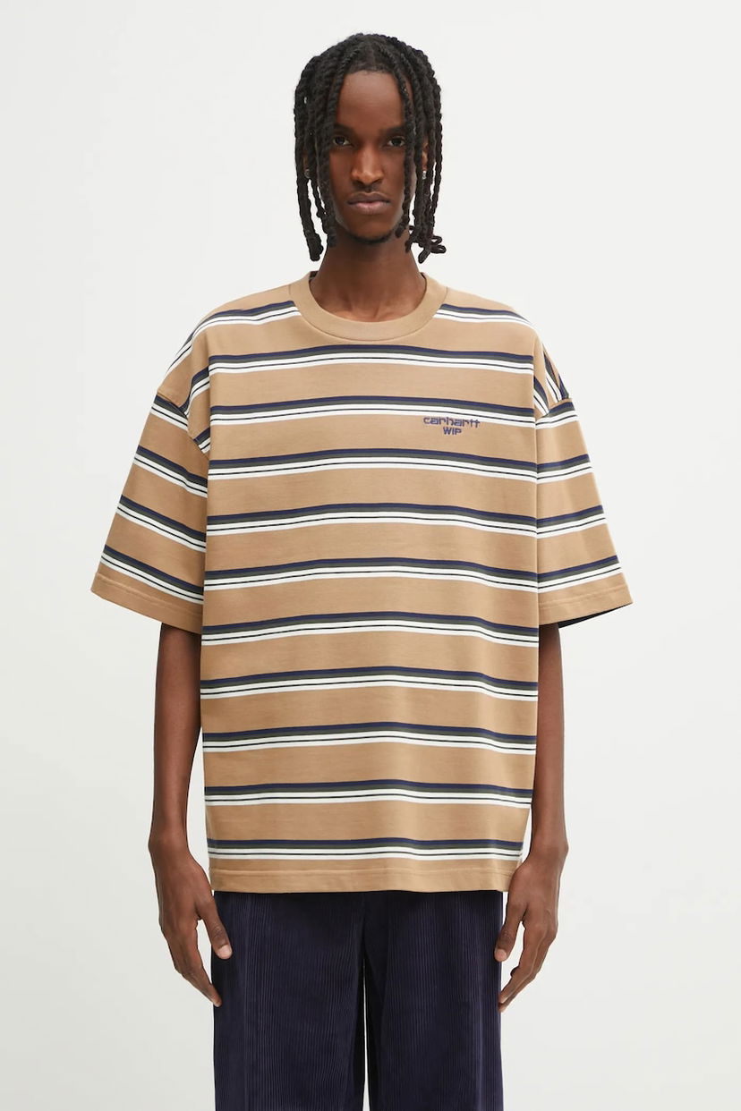 Тениска Carhartt WIP S/S Holm Striped Relaxed Fit T-Shirt Бежово | I035302.37AXX