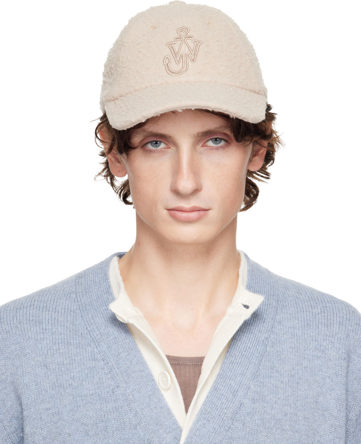 Шапка с козирка JW Anderson JW Anderson Fleece Embroidered Logo Baseball Cap Бежово | AC0409-FA0468, 0