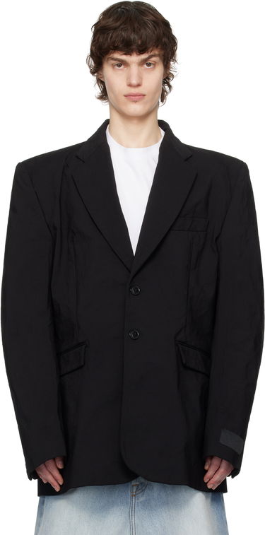 Яке VETEMENTS Vetements Metalized Wrinkled Single-Breasted Blazer Черно | UA66JA110B, 0
