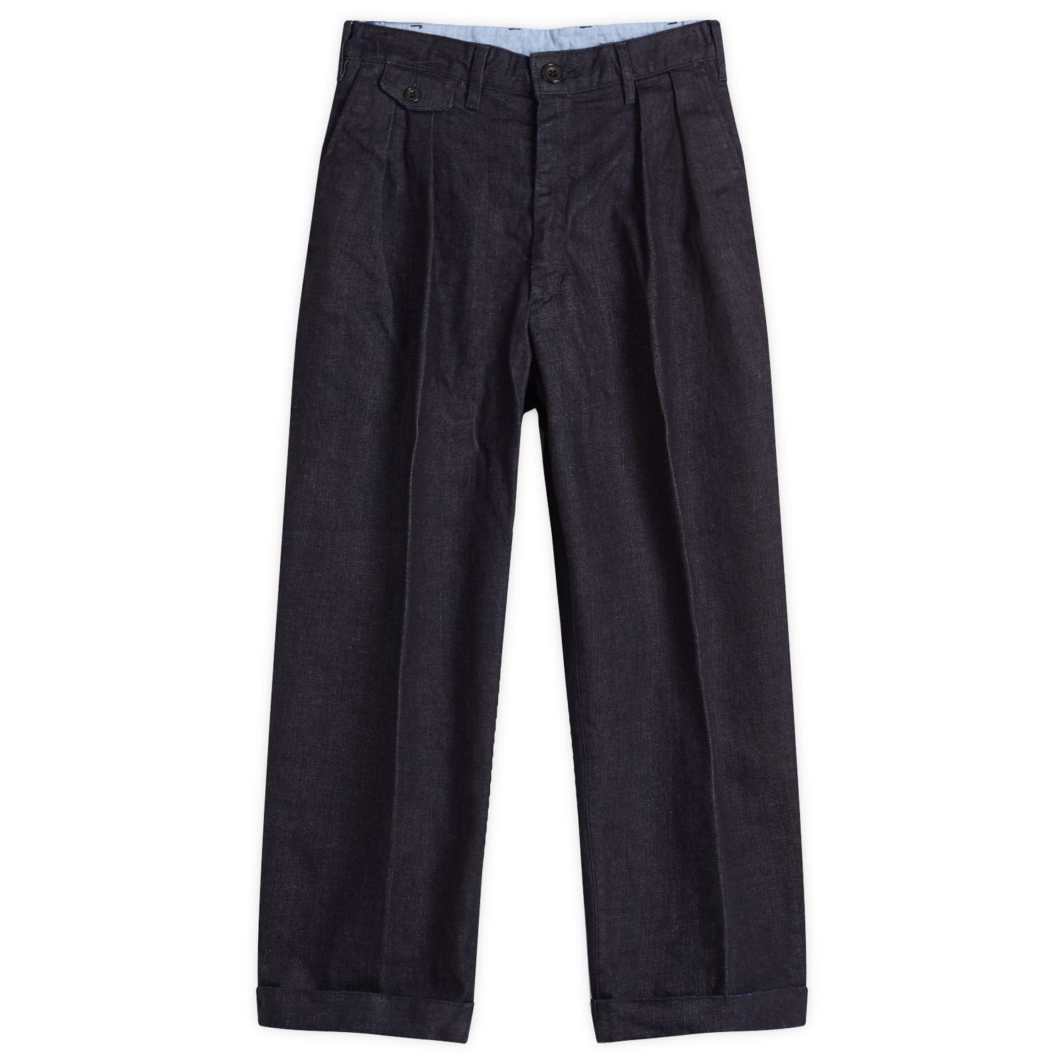 Панталони BEAMS Beams Plus 2 Pleat Denim Trousers, Size Large Синьо | 3823-0104-578-78, 1