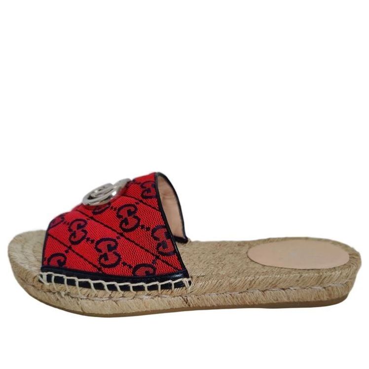 Кецове и обувки Gucci GG Matelass Canvas Espadrille Sandal Червено | 661393-2UZO0-6490