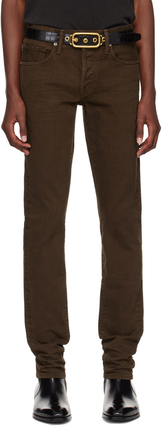 Дънки Tom Ford Brown Stay Press Twill Slim Fit Jeans Кафяво | DPS001-DMC037S24