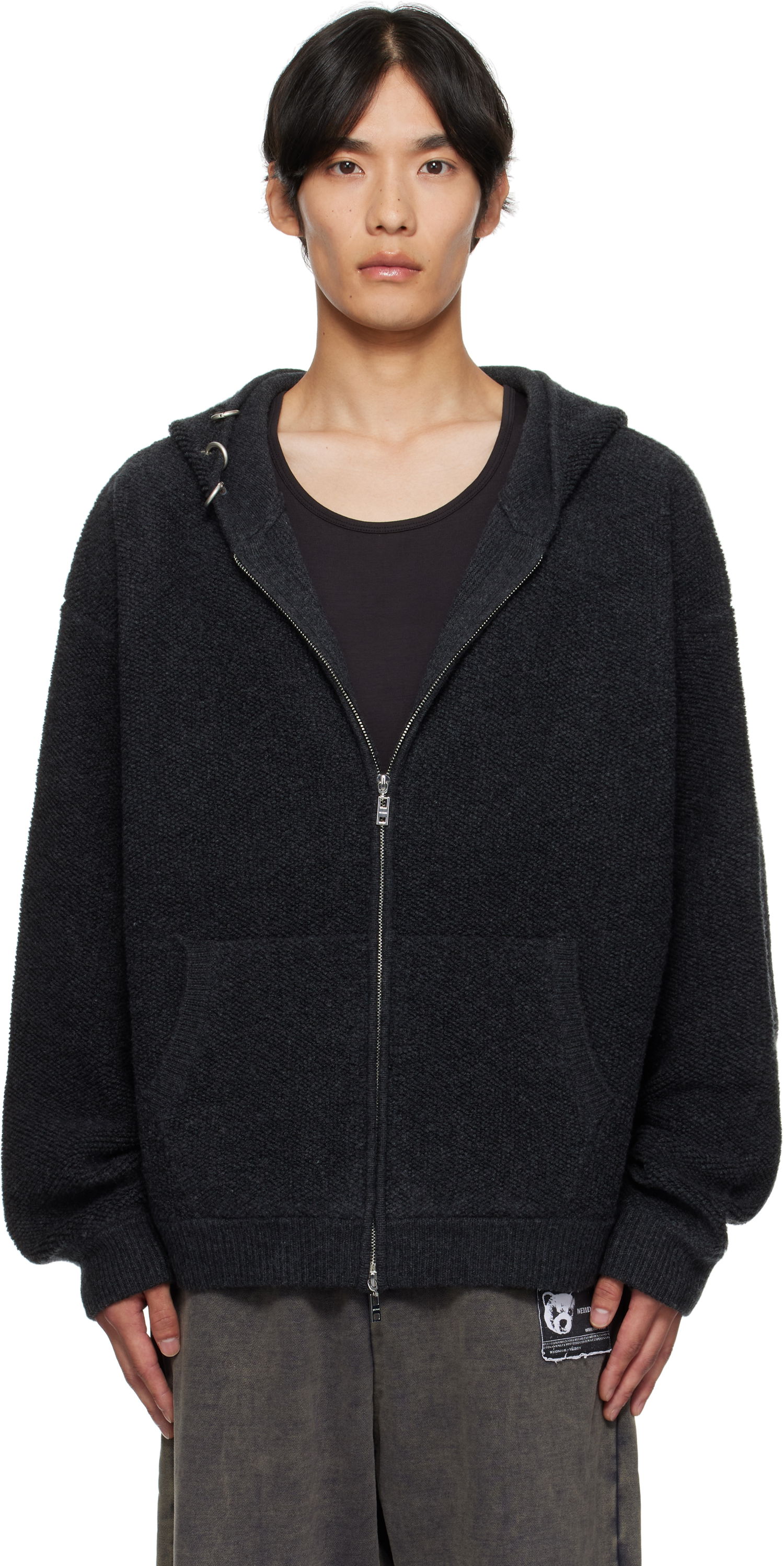Суитчър We11done We11done Bouclé Zip-Up Hoodie Сиво | WD-KJ2-25-642-M-CH, 0