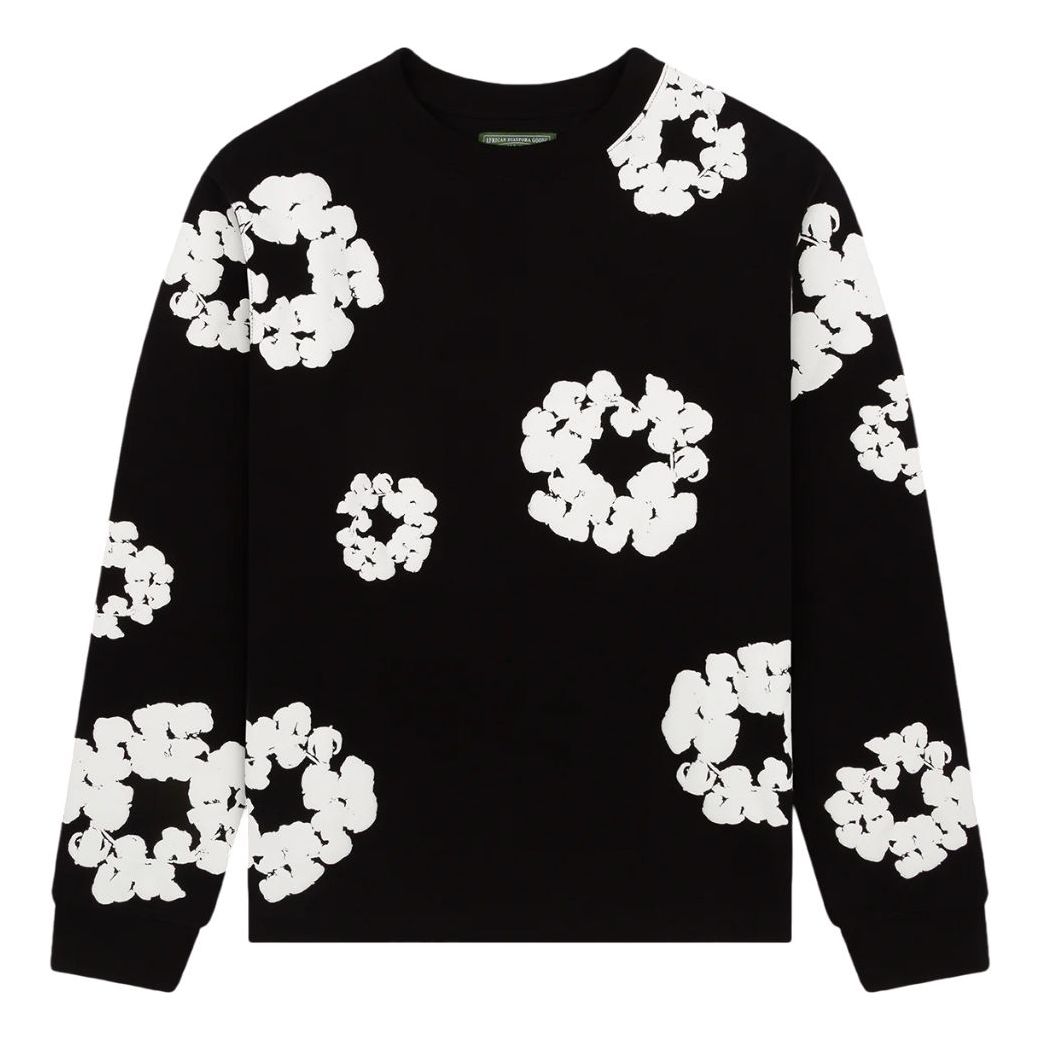 Суитчър Denim Tears Denim Tears Wreath Print Long Sleeve T-Shirt Черно | DT-058, 0