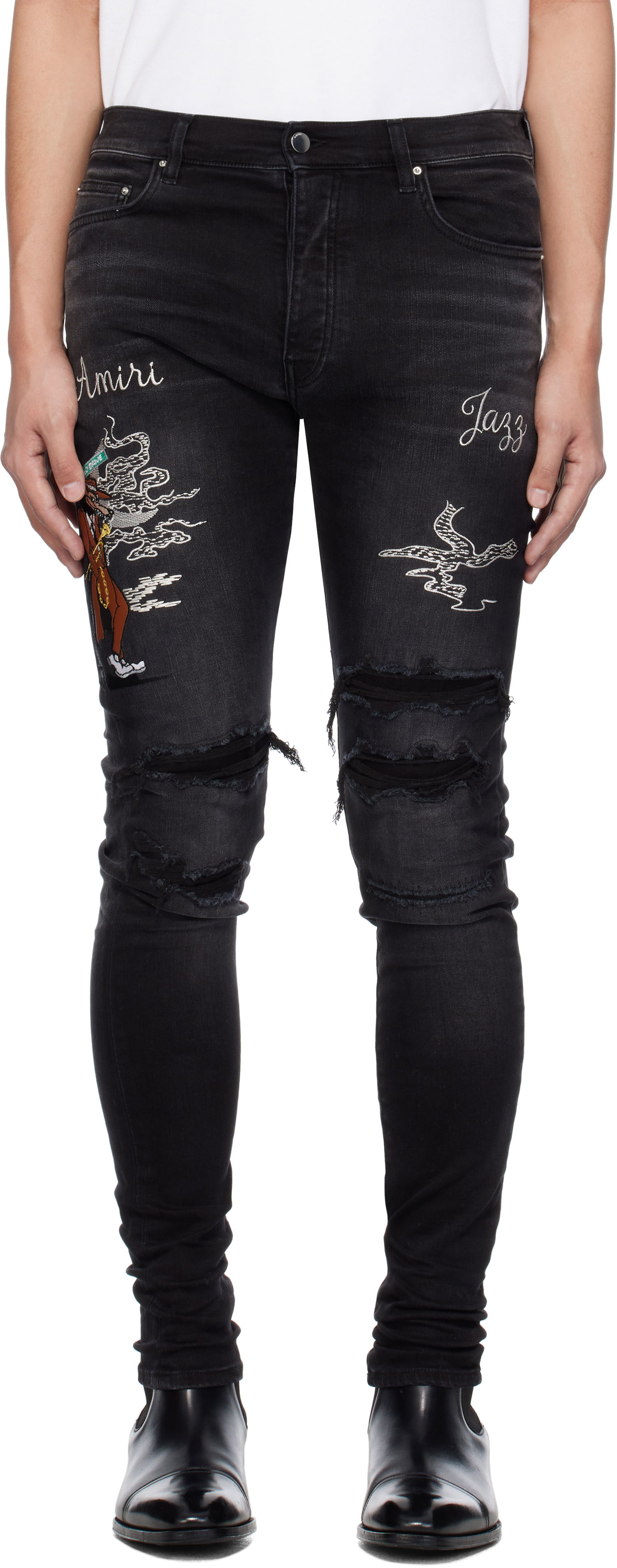 Дънки AMIRI Amiri Jazz Wolf Skinny Jeans Черно | AMDNSY1136, 0