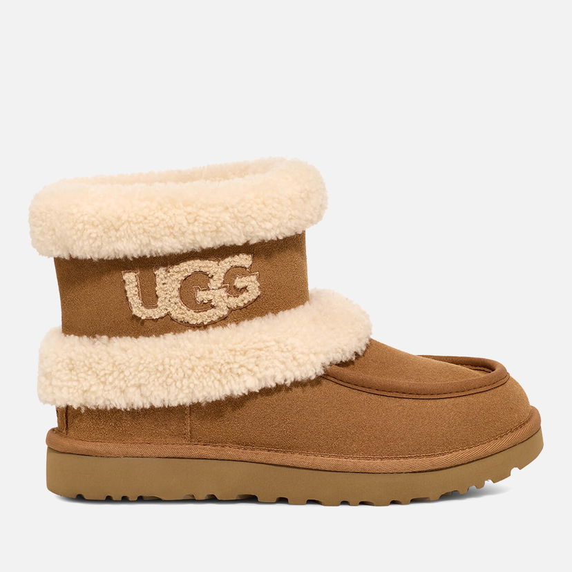 Кецове и обувки UGG Fluff Ultra Mini Suede and Wool Boots Бежово | 1145410-CHE