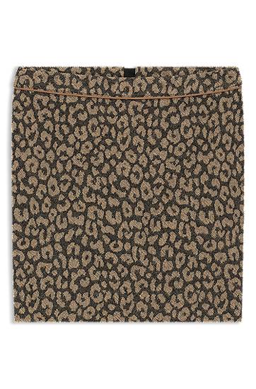 Пола BOSS Leopard Jacquard Mini Skirt Кафяво | 50545996, 0