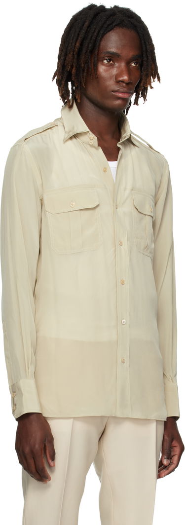 Риза Tom Ford TOM FORD Silk Safari Shirt Бежово | HMBC03-SPS86, 1