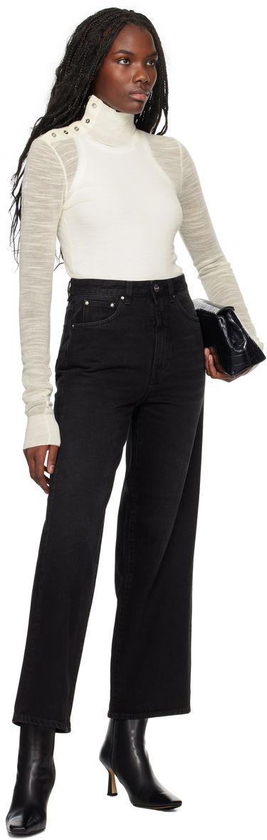 Пуловер TOTEME TOTEME Slub Knit Turtleneck Top Бяло | 244-WRT0366-YA0100, 4
