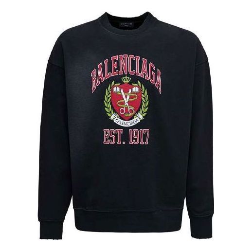 Суитчър Balenciaga College Logo Print Crewneck Sweatshirt Черно | 676629TLV901076, 0
