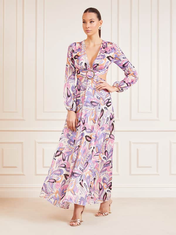 Pокля GUESS Marciano Paisley Lurex Print Long Dress Розово | 4GGK927066A, 0