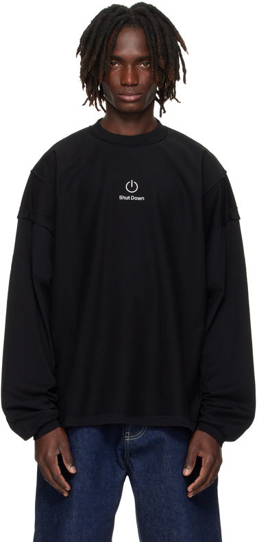 Суитчър VETEMENTS VETEMENTS 'Shut Down' Embroidered Longsleeve Sweatshirt Черно | UH76LS790B, 0