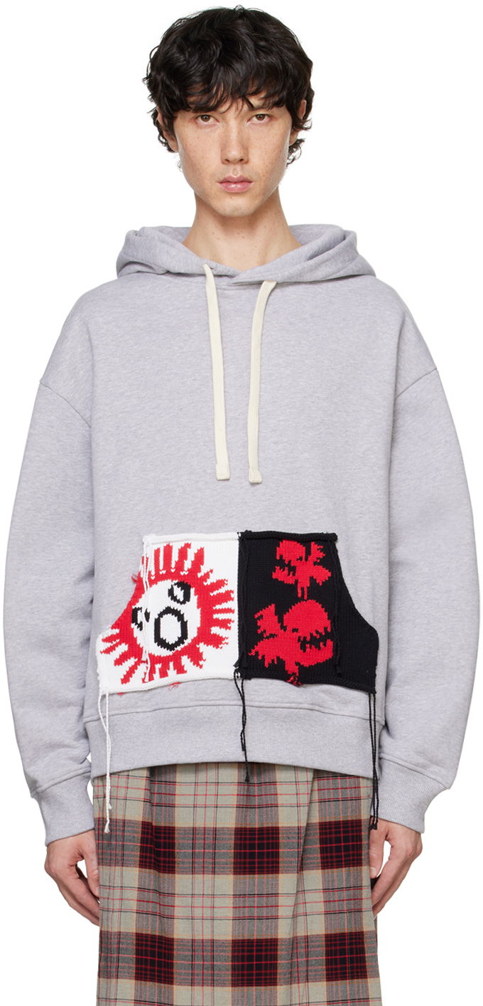 Суитчър Charles Jeffrey Loverboy Charles Jeffrey LOVERBOY Knit Patchwork Hoodie Сиво | 41100301, 0