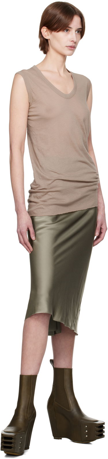 Потник Rick Owens Rick Owens Hollywood V-Neck Tank Top Бежово | RP01E7102 UC, 3