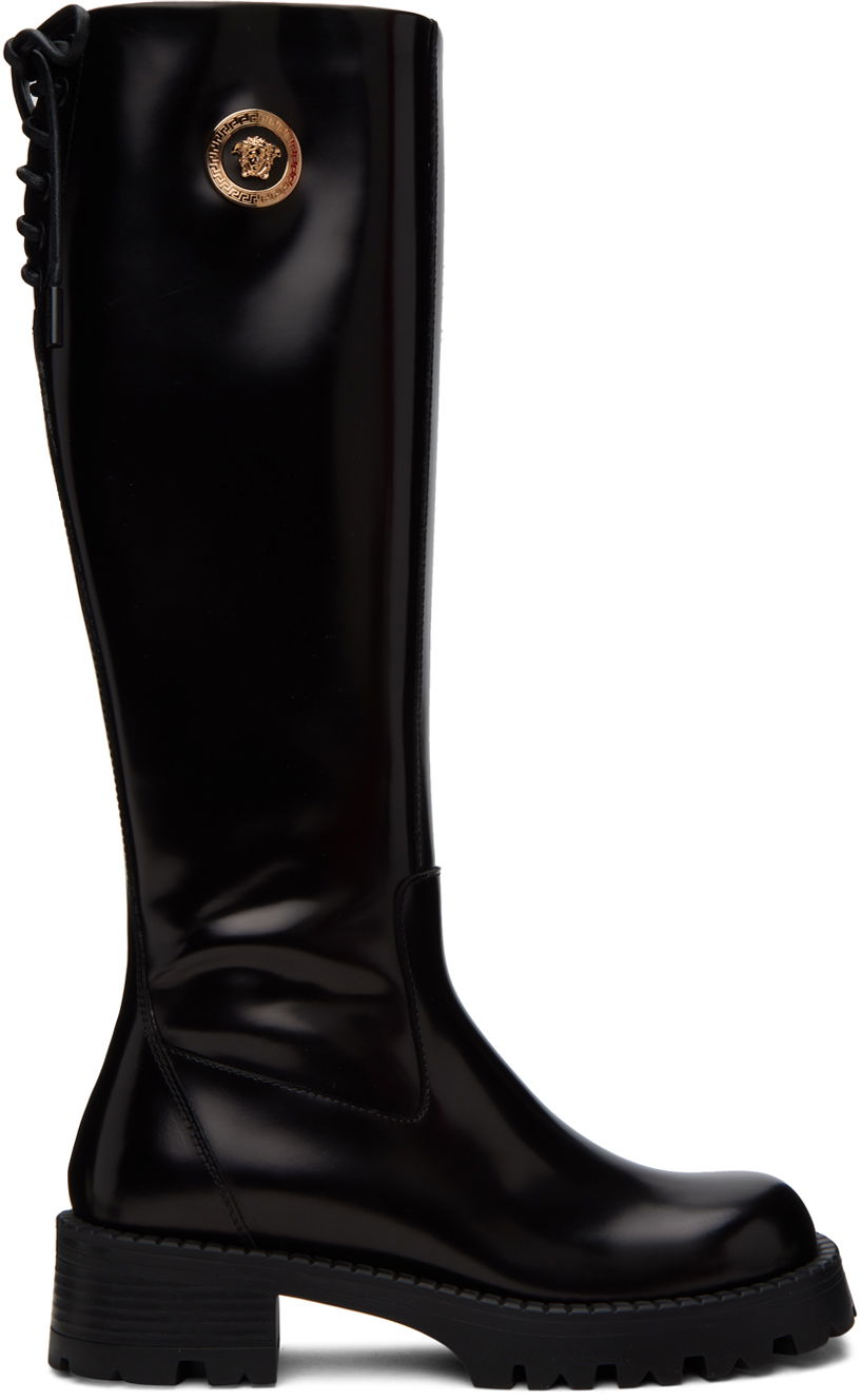 Кецове и обувки Versace Vagabond Knee High Leather Boots Черно | 1012490_1A08773, 0
