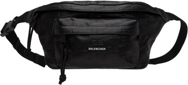 Чанта за кръста Balenciaga Monogram Embossed Leather Belt Bag Черно | 7130422AA251000, 0