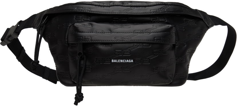 Чанта за кръста Balenciaga Monogram Embossed Leather Belt Bag Черно | 7130422AA251000