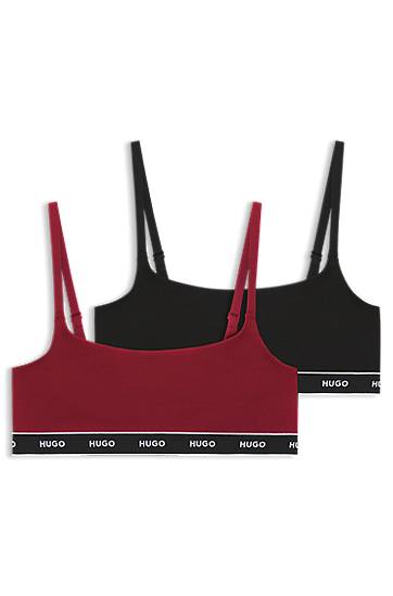 Two-pack of stretch-cotton bralettes with elasticated hem