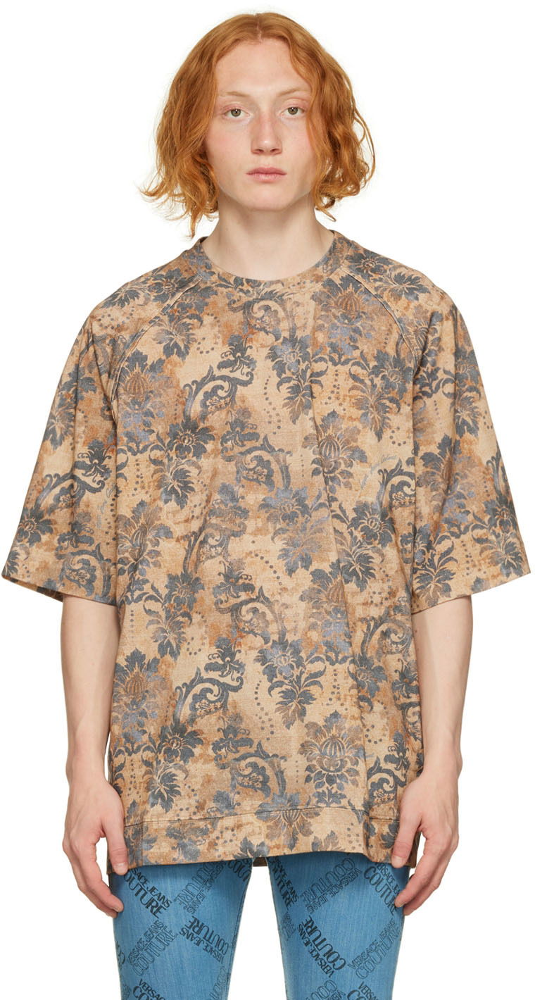 Тениска Versace Jeans Couture Tan Tapestry T-Shirt Бежово | E73GAH606EJS100, 0