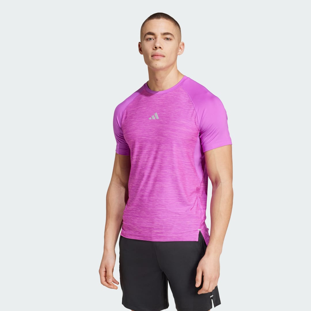 Тениска adidas Performance Gym+ Training 3-Stripes Лилаво | IW5892, 0