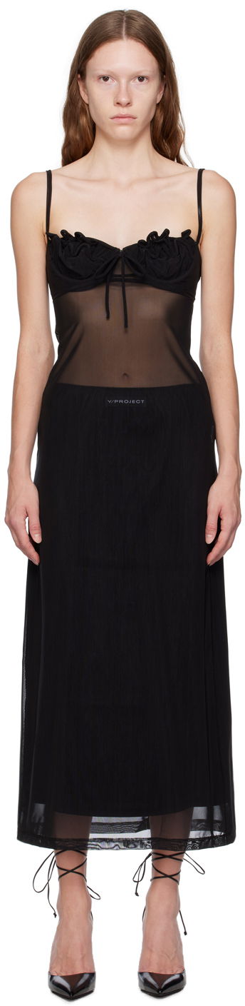 Pокля Y/PROJECT Black Wire Brasier Midi Dress Черно | WTSDRESS70-S25, 0