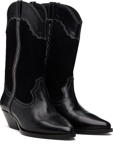 Кецове и обувки ISABEL MARANT Isabel Marant Duerto Western-Style Leather and Suede Boots with Contrast Stitching Черно | BO0003FD-D1A25S, 3