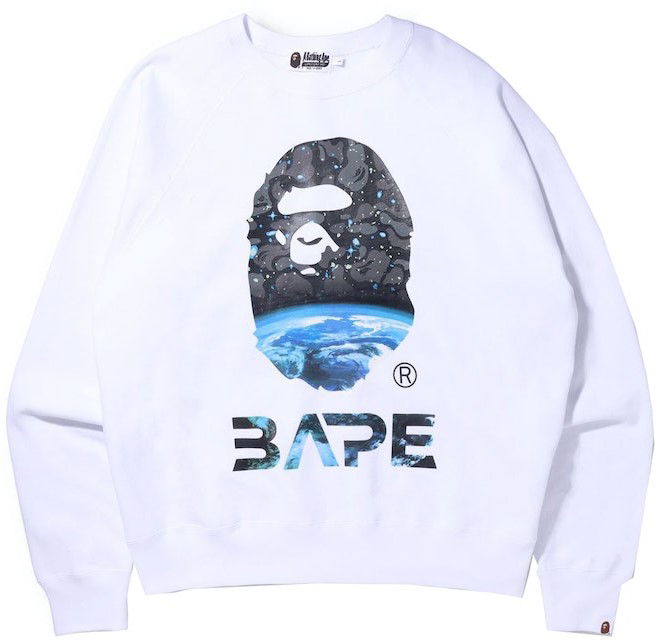 Суитчър BAPE Bape Space Camo Ape Head Loose Fit Crewneck White Бяло | 001SWH801005M, 0