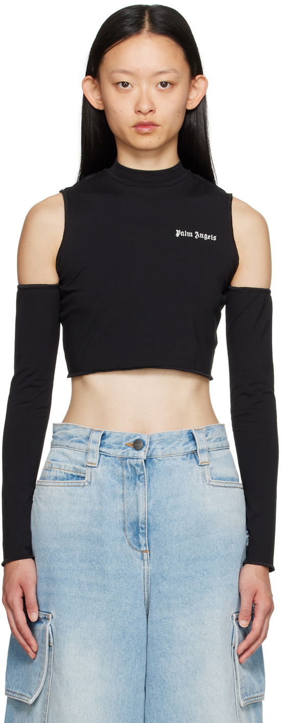 Тениска Palm Angels Black Cutout Long Sleeve Бяло | PWAB029F23FAB0011003, 0
