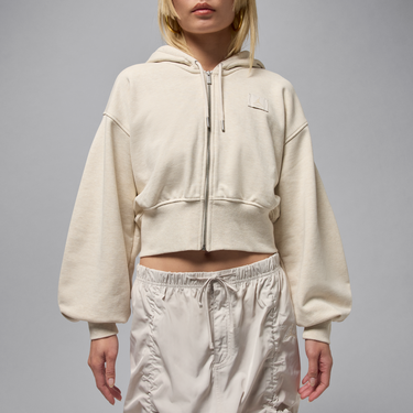 Суитчър Jordan Jordan Flight Fleece Cropped Satin-Lined Hoodie Бежово | IB9863-104, 2