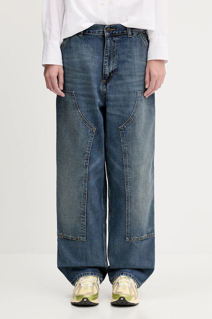 Дънки Carhartt WIP Brandon Double Knee Loose Fit High Waist Pant Синьо | I034462.014L