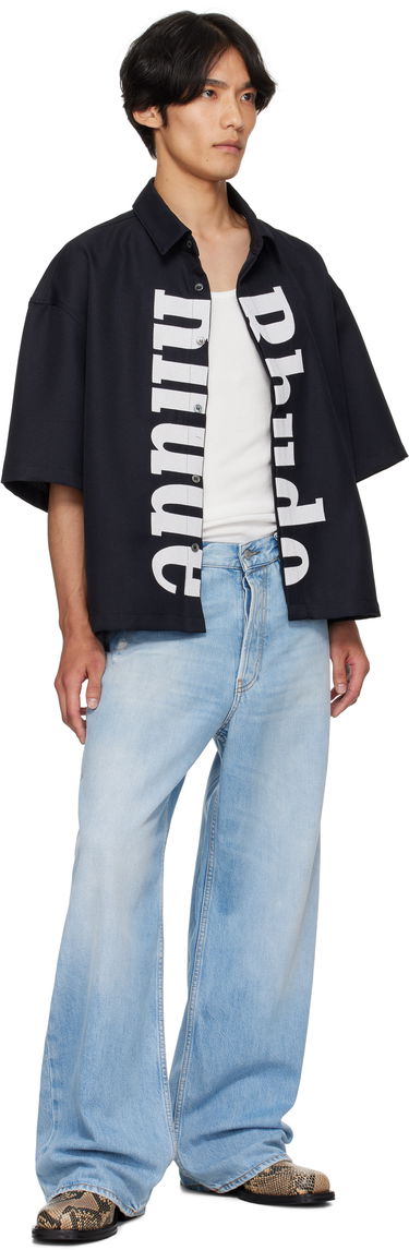Риза Rhude Rhude Center Logo Button-Up Shirt Черно | RHPF25SR01731, 3