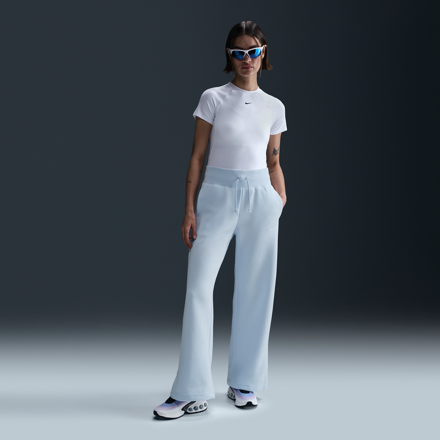 Тениска Nike Sportswear Phoenix Fleece High-Waisted Wide-Leg Pants Синьо | DQ5615-423, 0
