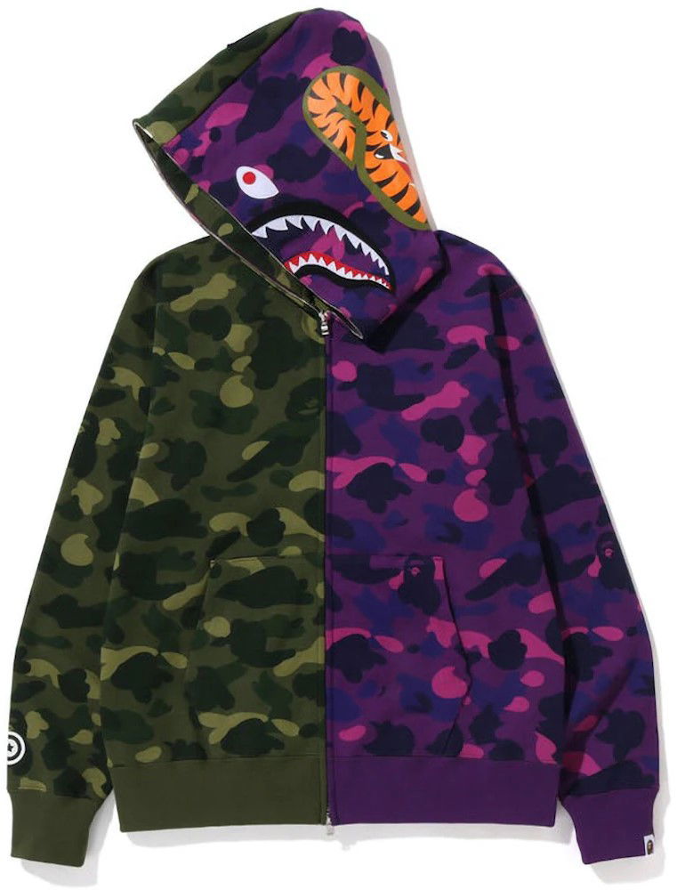 Суитчър BAPE Bape Color Camo Shark Full Zip Hoodie Green/Purple Многоцветен | 001ZPI801017M-GRN, 1