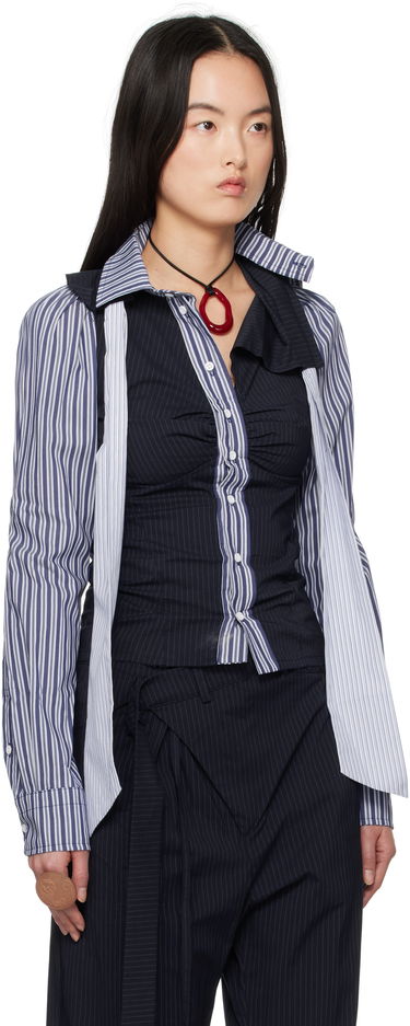 Риза Ottolinger Ottolinger Deconstructed Lavallière Shirt Тъмно синьо | 11140021102, 1