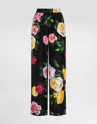 Dolce & Gabbana Silk Habotai Peony And Rose Print Pajama Pants