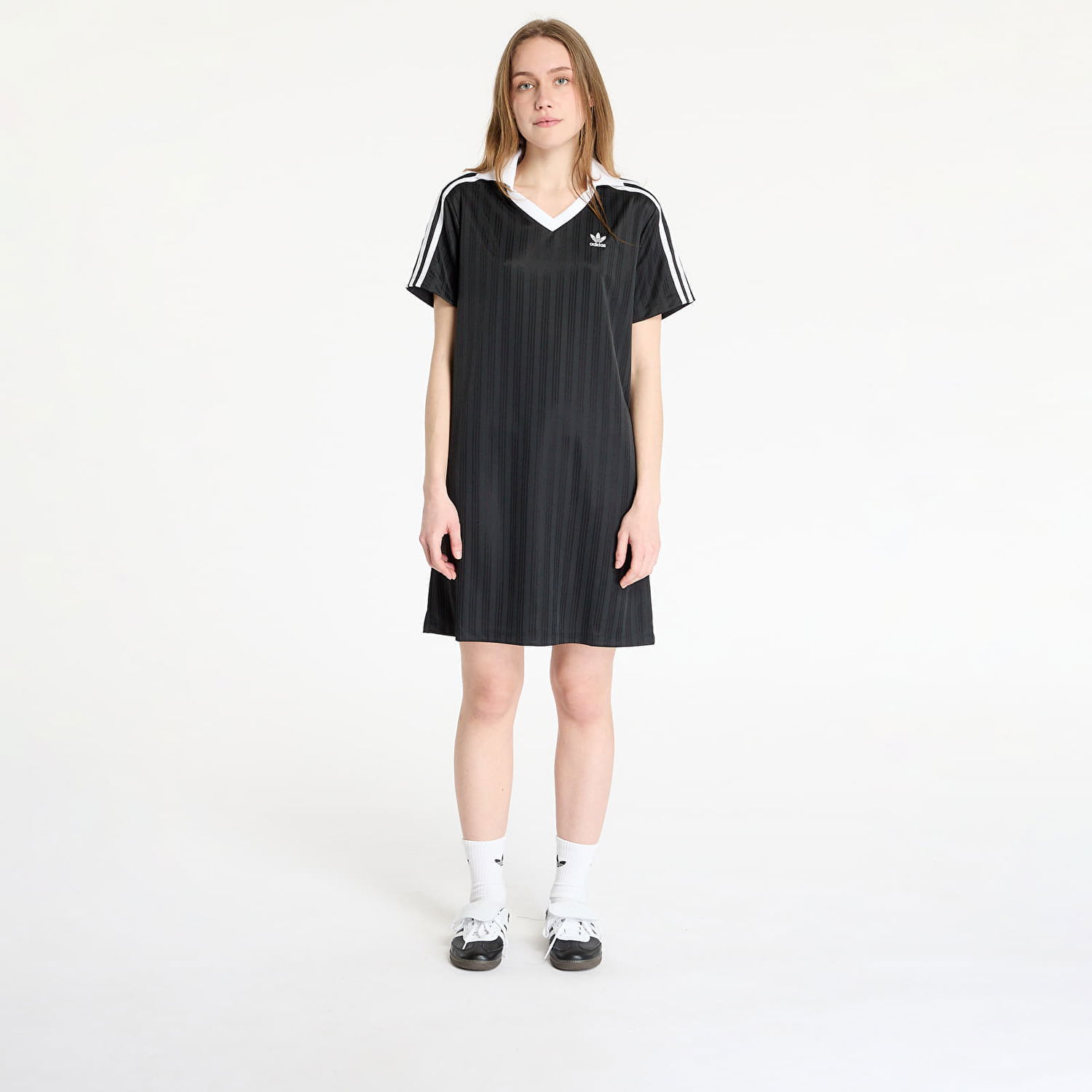 Pокля adidas Originals Adicolor Football Jacquard V-Neck Dress Черно | JD2599, 0