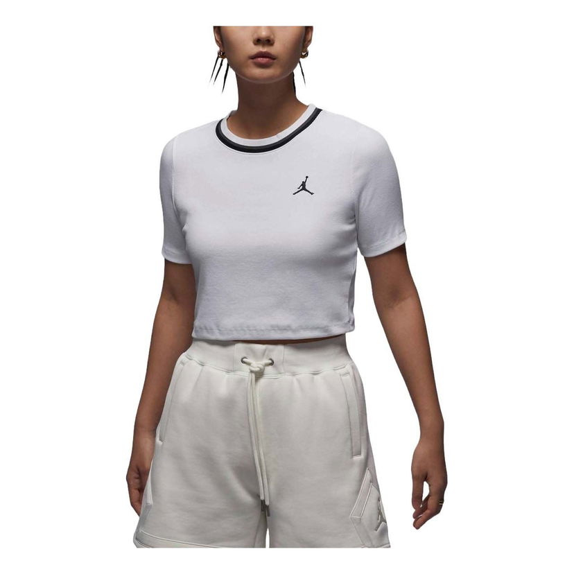 Съкратен топ Jordan Knit Crop T-Shirt Бяло | FV7090-100
