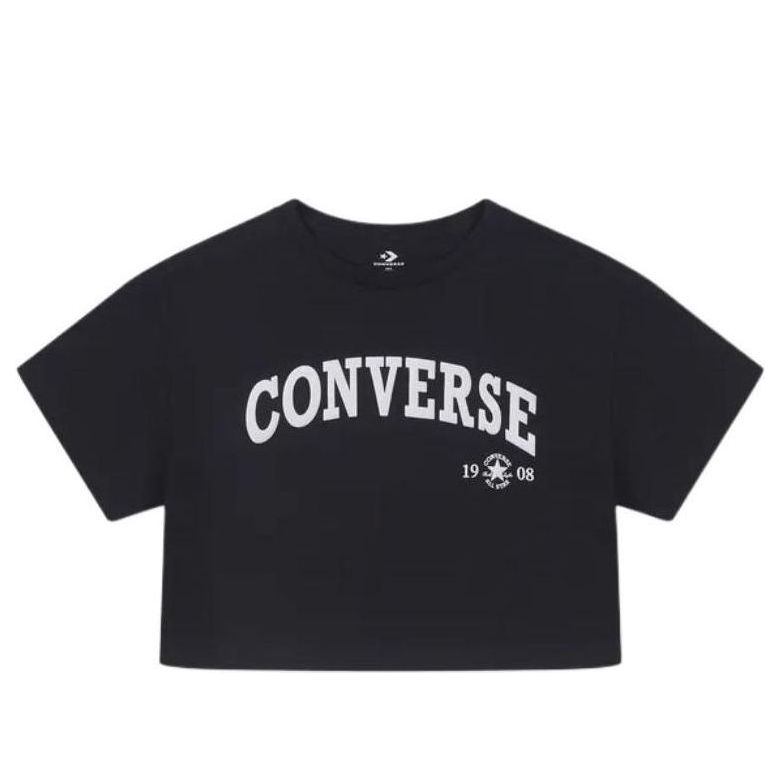 Съкратен топ Converse Retro Chuck Cropped T-Shirt Черно | 10026367-A02, 0