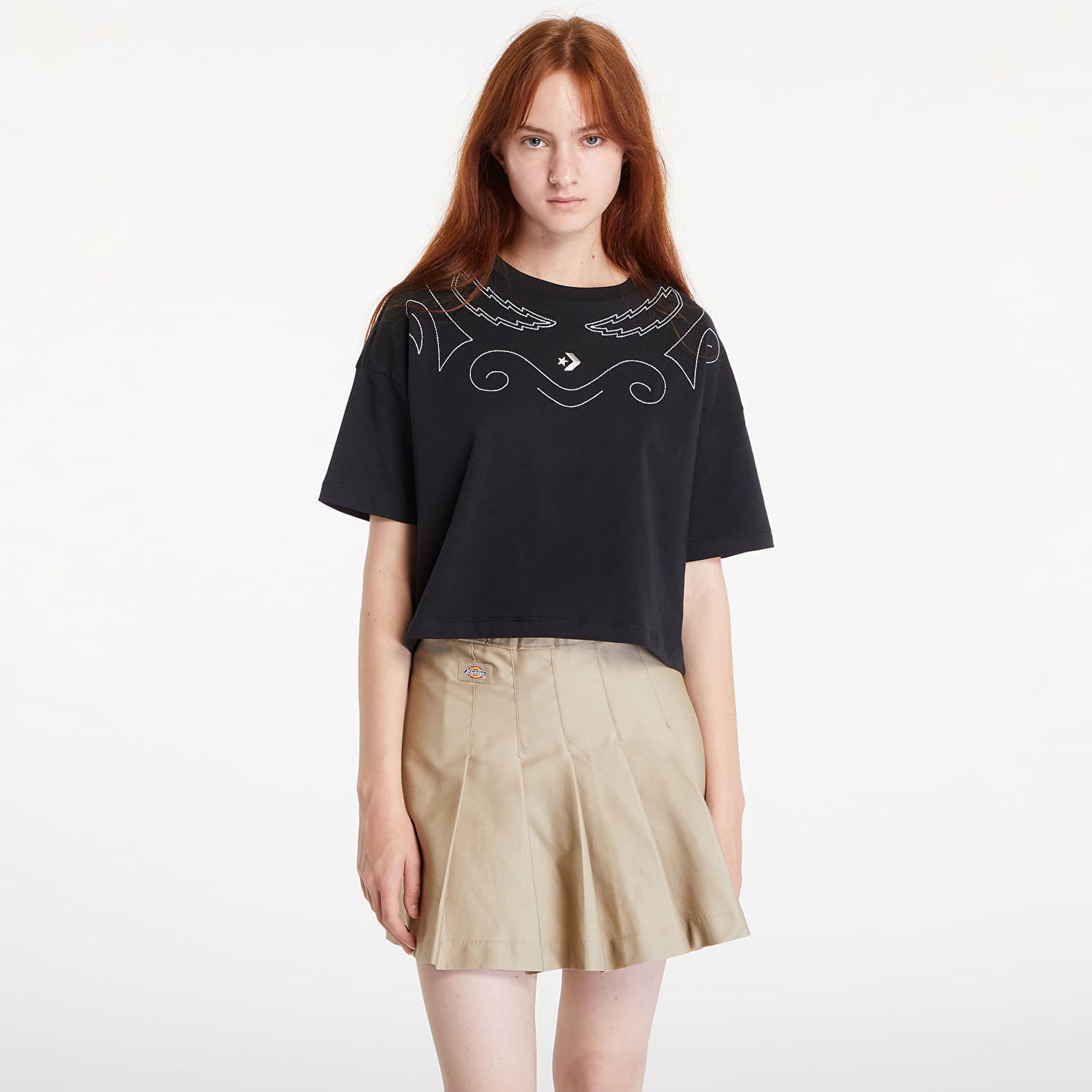 Съкратен топ Converse Proud To Be Oversized Cropped T-Shirt Black Черно | 10027209-A01, 0