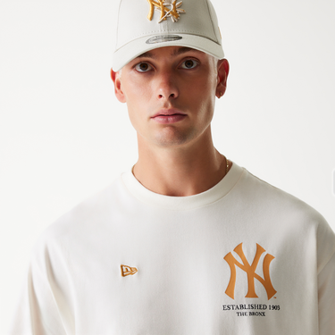 Тениска New Era MLB New York Yankees Graphic Oversized T-Shirt Бежово | 60667854-60667854, 2
